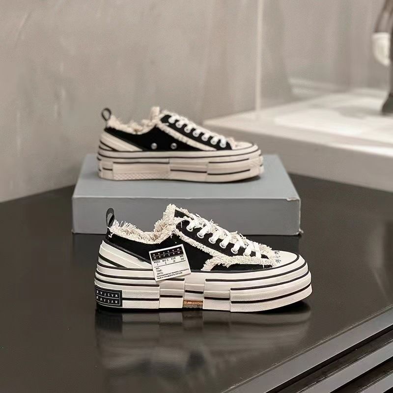 Stil Wu Jianhao Bettler Leinwand Halb Herren Damen Schuhe Ausgefranste Kante Trendy Dicke Sohle Höhe zunehmende Casual Snea_voghion.com