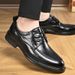 Voyage Woodpecker Business Casual Formal Leather Men's Korean Style Trendy British Pointed High-End Soft Sole Derby Shoes_voghion.com