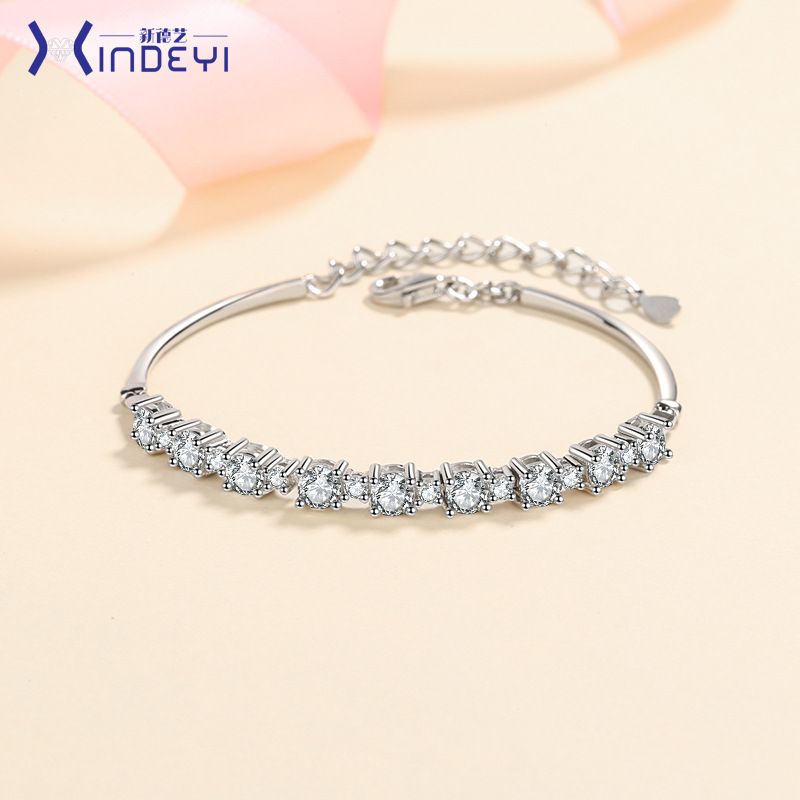 S Silber Damenschmuck mit Diamant-Intarsien und D-Farb-Moissanit-Armband für Live-Streaming_voghion.com