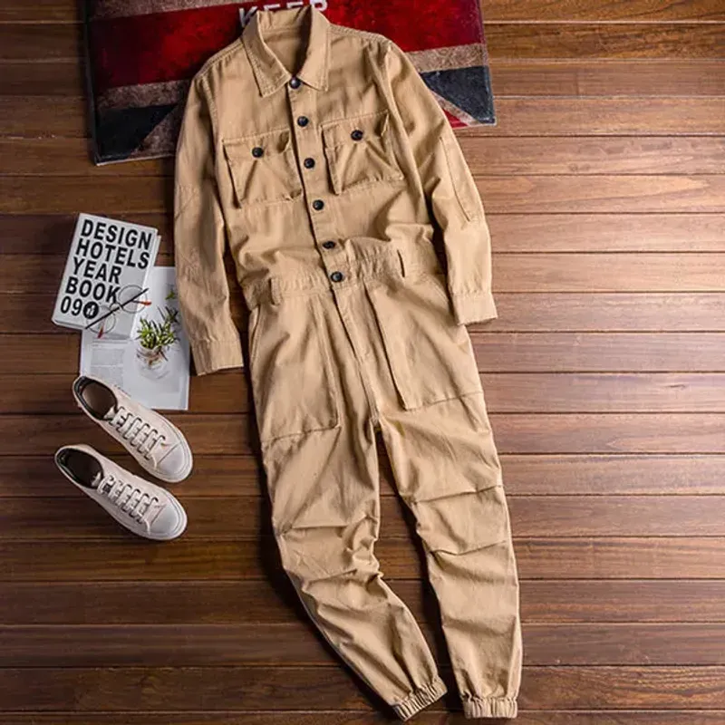 Jeans Herenzakken met lange mouwen Cargo-joggers Jumpsuits Casual overalls Overalls Kombroek Zwart Legergroen Kaki_voghion.com