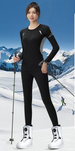 Quick-Dry Women's Ski Fleece-Lined Thermal Underwear Compression Outdoor Base Layer Tight Yoga Top Fitness Sports Set_voghion.com