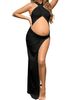 Women's Clothing Slim Pregnant Mopping Cross Collar Slit Sexy Hollow Navel Exposed Solid Color Slim Dress_voghion.com
