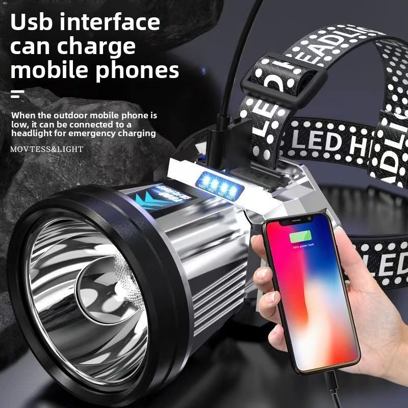 New Head-mounted Hot-selling Sky Cannon Headlamp XPG High-power Long-range With Display Power Bank Output_voghion.com