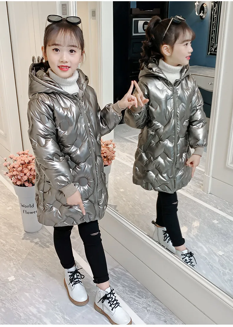 Kid's Clothing Girls cotton coat 2024 new winter thickened stylish small cotton coat children's bright leather wash free down cotton coat_voghion.com