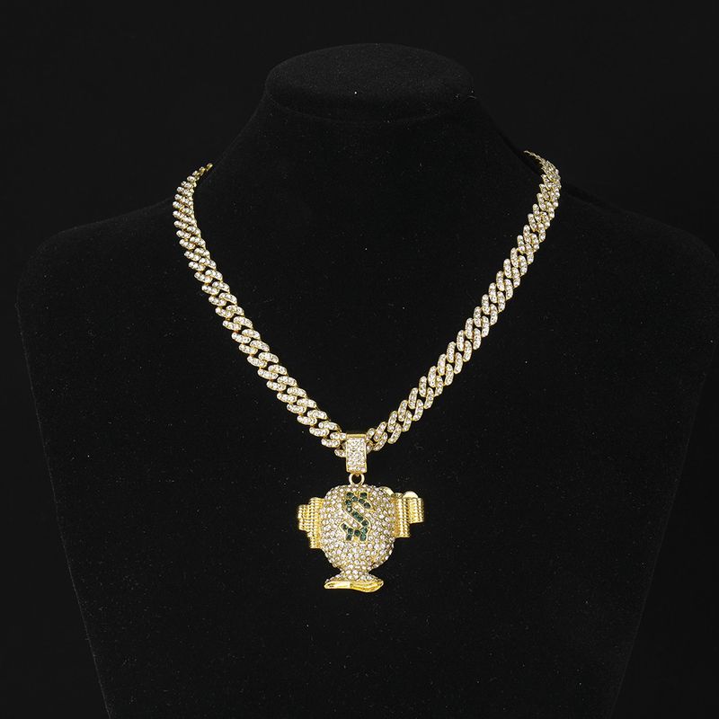 Diamant-Geldbörsenanhänger, neue Halskette aus Legierung, tägliche Freizeitkleidung, personalisierte kubanische Hip-Hop-Kette_voghion.com