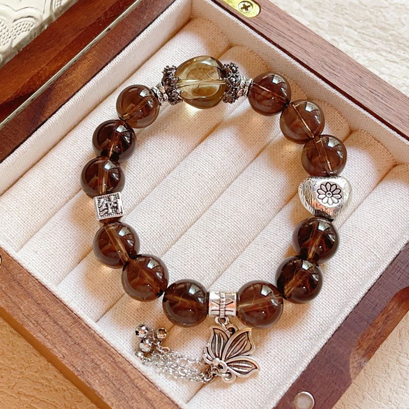 Bracciale originale in cristallo di tè naturale, di grandi dimensioni e con design a particelle grandi._voghion.com