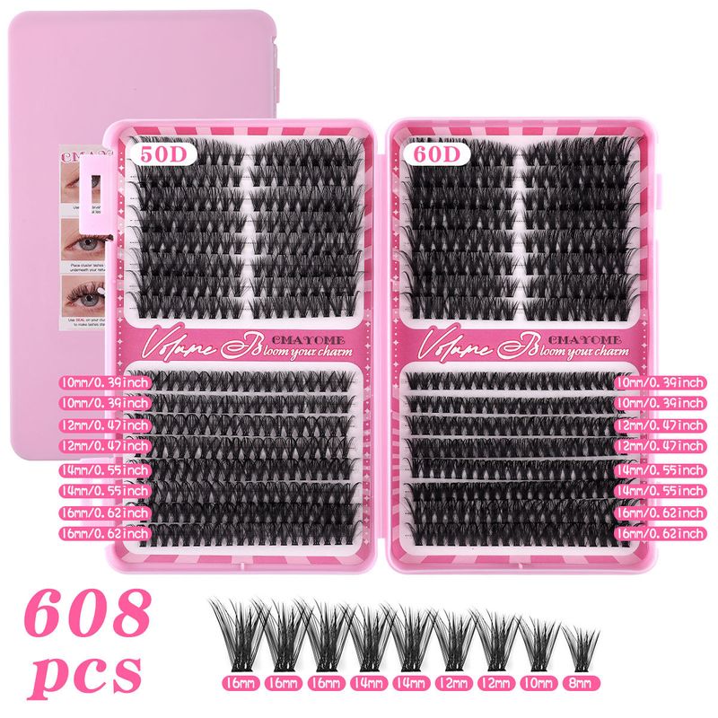 Large Capacity D-Curl Cluster False Eyelashes Book, Natural Thick Mix Pack For Lash Styling_voghion.com