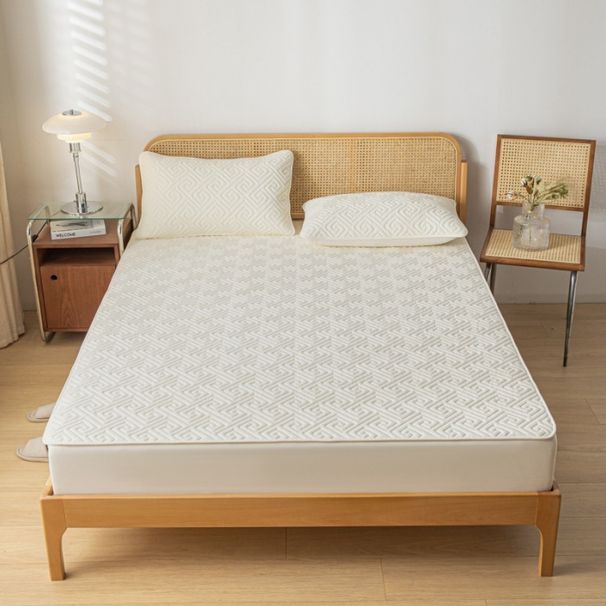 Protetor de colchão acolchoado de fibra de soja - Cobertura total, à prova d'água e antiderrapante (hipoalergênico, respirável e lavável à máquina)_voghion.com
