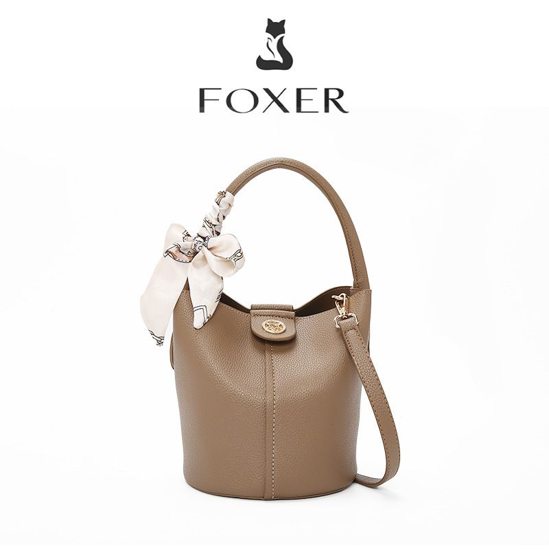 FOXER/Golden Fox Borsa a secchiello semplice e alla moda, tinta unita, estiva, nuova, fresca ed elegante_voghion.com