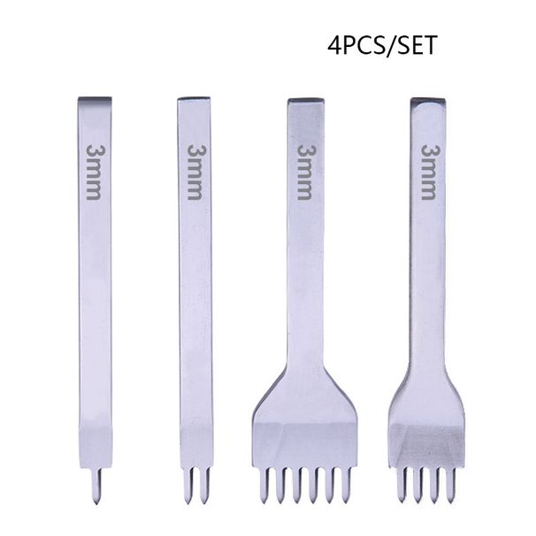 4Pcs/Set 3 4 5 6mm Leather Tools White Steel Diamond Chop Handmade Leather Perforator Punch Tool leather hand sewing diy art_voghion.com