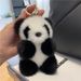 Lindo llavero de peluche con forma de panda pequeño con colgante de piel de visón para coche, regalo bonito_voghion.com