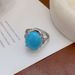 Übertriebener Persönlichkeitsschmuck Großer blauer Achat Verstellbarer offener Ring_voghion.com
