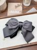 Gray Floral Print Bow Ponytail Retro Hair Accessory For Girls Back Of Head Top Clip_voghion.com
