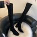 Vom Shop-Besitzer empfohlene 5050 Square Toe Chunky Overknee High Heel Herbst Winter Elastic Slimming Damen Sockenstiefel_voghion.com