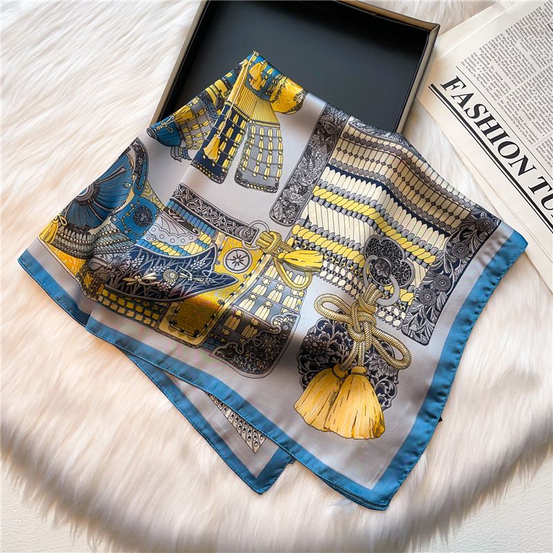 New Style Small Scarf Chain Fashion Scarf Small Square Scarf 70cm Imitation Silk Shawl Thin Wrapped Head Sunscreen Scarf_voghion.com