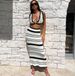 bikini a righe gilet casual reggicalze abito da spiaggia stile bohémien colore a contrasto metà lunga_voghion.com
