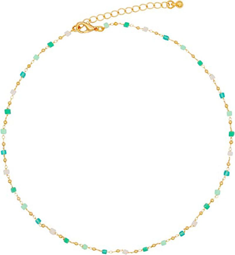 Necklace Jewelry Simple Fresh Green Beaded Square Bead Neck Chain Fashion Jewelry Neck Chain_voghion.com
