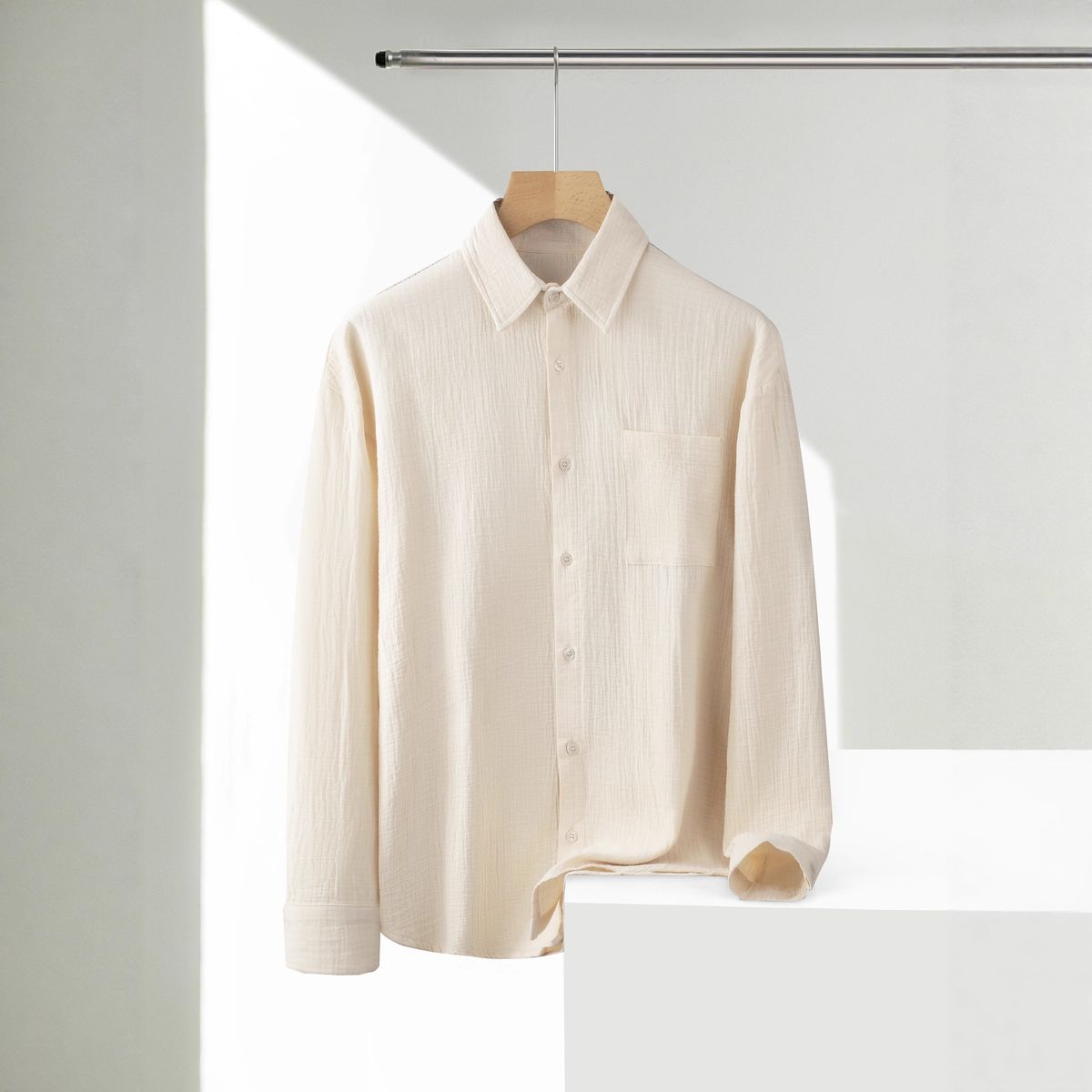 Herren-Freizeithemd aus 100 % Baumwolle – Lässige Passform, lange Ärmel, offene Knopfleiste für den Alltag_voghion.com