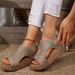 Summer Women's Wide Width Gladiator Sandals - Vintage Platform Wedge Peep-Toe Slides With Comfort Arch Support_voghion.com