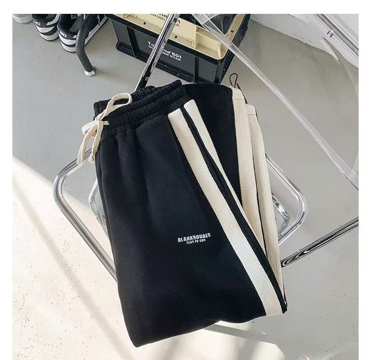 Κοστούμι δρόμου Hong Kong Style Loose Trend Ins Πουλόβερ μακρυμάνικο παντελόνι Casual φοιτητικό αθλητικό κοστούμι δύο τεμαχίων για άνδρες_voghion.com