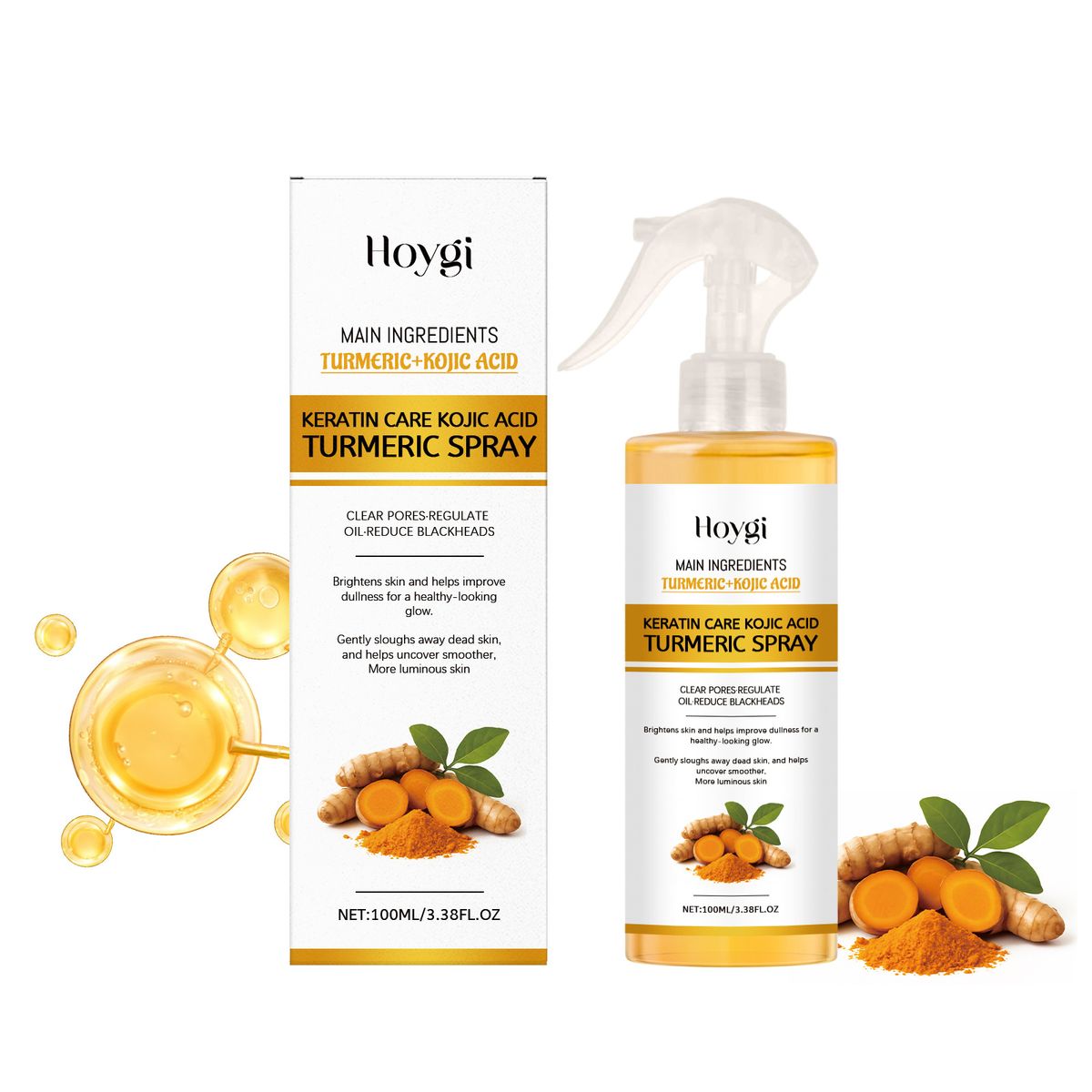 HOYGI Kojic Acid Turmeric And Gentle Cleansing Facial Exfoliating Portable Skin Care Spray_voghion.com
