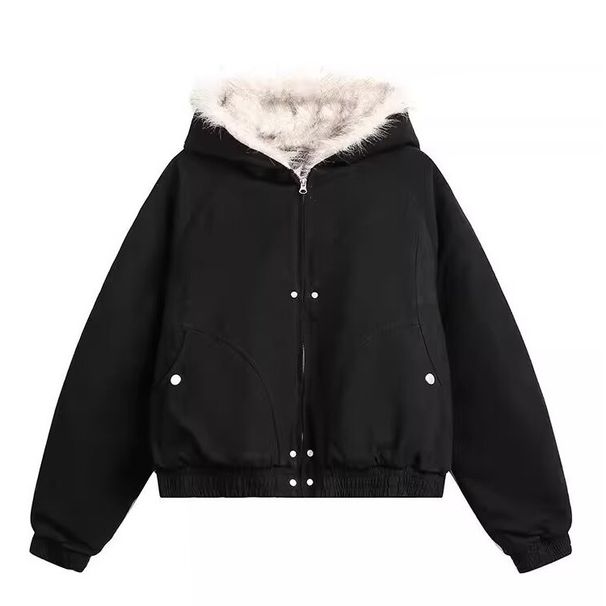 Unisex Cleanfit Sherpa-gefütterte Kapuzenjacke – Warmer Fleecemantel für den Winter mit übergroßer Passform für Streetwear und Freizeit_voghion.com