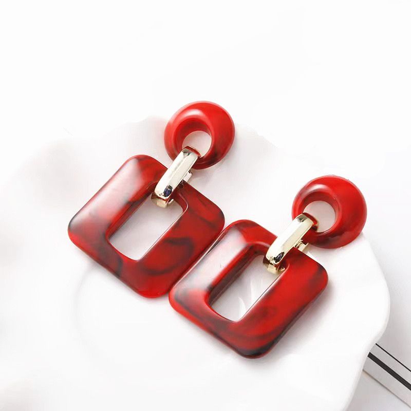 Fashionable exaggeration resin acrylic new personalized geometric multi-color atmospheric square earrings for women_voghion.com