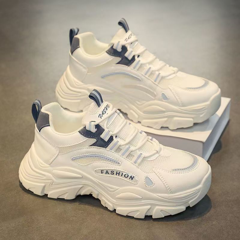Men's Summer Breathable Mesh Sports Leisure Shoes Anti-skid Thick Sole Heightening Running White Versatile Fashion Shoes_voghion.com