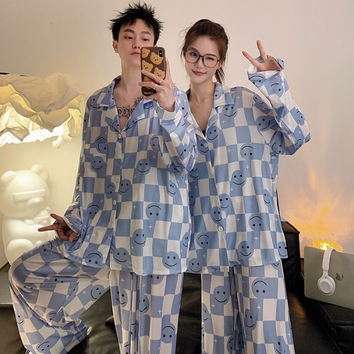 Luxus páros pizsama, női őszi és téli kötött jégselyem fazon, 2024-es férfi laza plus size otthoni ruházat_voghion.com