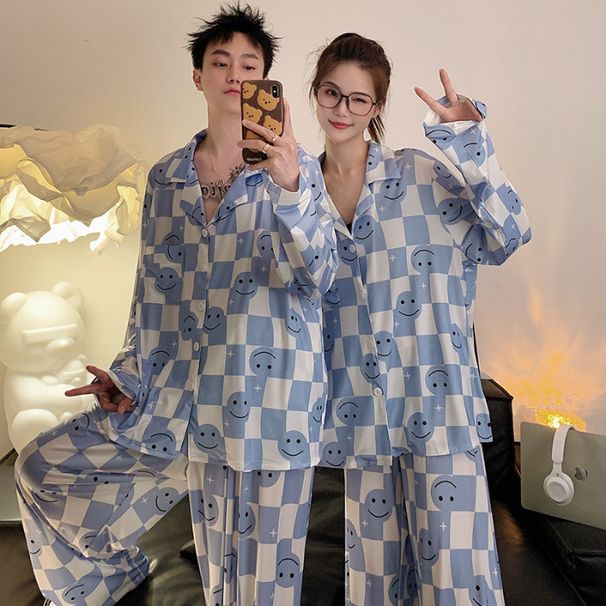 Luxus páros pizsama, női őszi és téli kötött jégselyem fazon, 2024-es férfi laza plus size otthoni ruházat_voghion.com