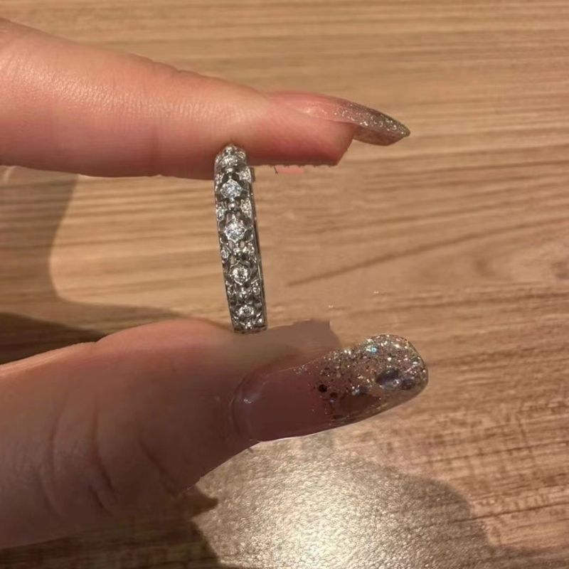 Sterling Silver S Brushed Niche Luxury Non-Fading Unique High-Value Full Diamond Proposal Ring Sweet And Versatile_voghion.com