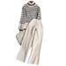 Damenmode Lässiger Strickanzug Herbst und Winter Langärmliger Streifenpullover Weite Hose Gestricktes Zweiteiliges Set Für Damen_voghion.com