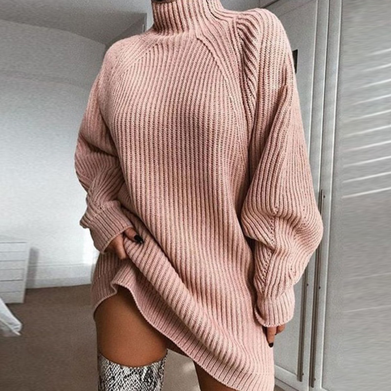 Abito maglione a collo alto e mezza manica raglan di media lunghezza autunno / inverno New Jersey 2023_voghion.com