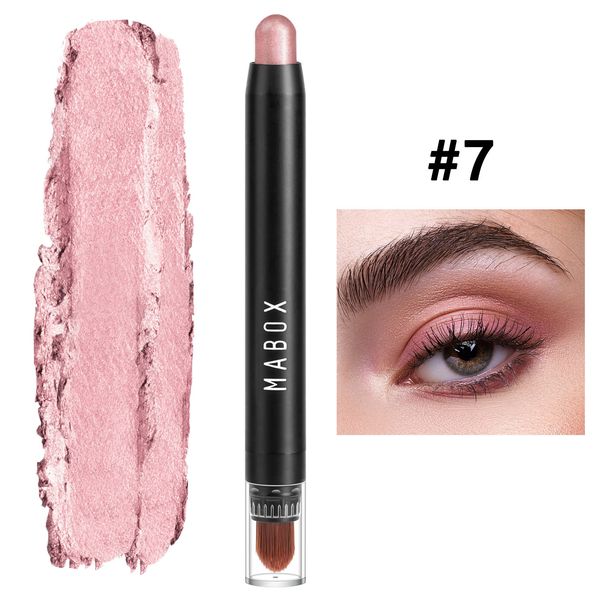 MABOX Shimmer Eyeshadow Stick With Highlighter Colorful Retractable Glitter Eye Makeup Pen Double-Ended Brush Long-Lasting Pigmented_voghion.com