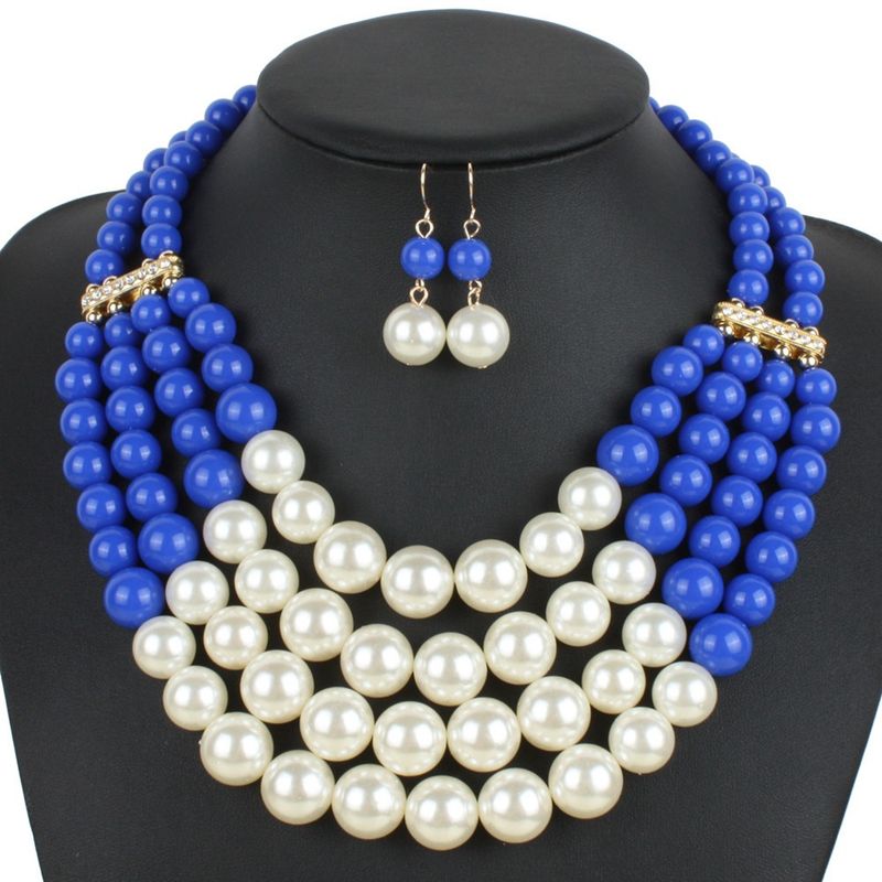 Collana corta con perline, orecchini, multistrato e versatili, fatti a mano, con perline_voghion.com