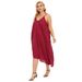 Women's  Plus Size  V Neck Strappy Irregular Loose  Pocket Dress_voghion.com