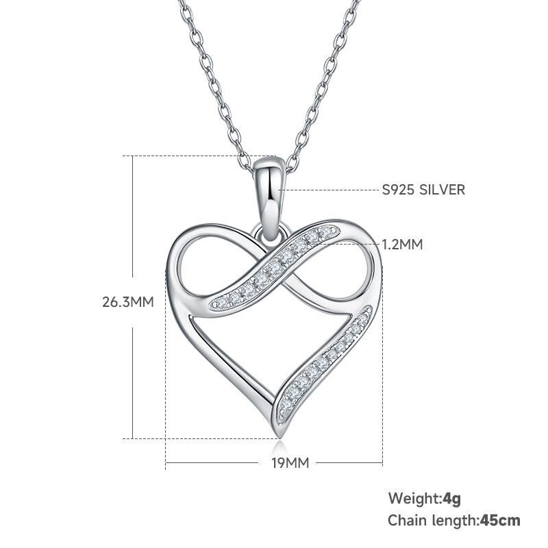 Collar con colgante con certificado GRA de moissanita, diamante en forma de corazón infinito, chapado en oro brillante redondo de larga duración VVS1-VVS2 FDJZ-056_voghion.com