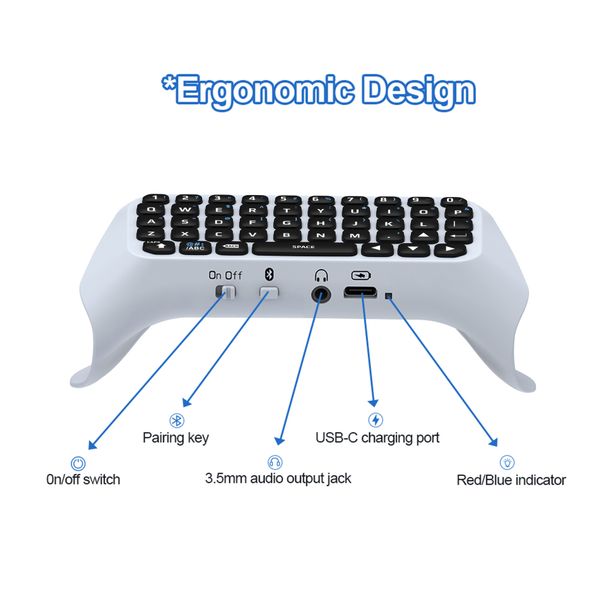 PS5 handle dedicated Bluetooth external keyboard, and built-in speaker with voice chat and typing functions_voghion.com