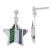 Sterling Silver W/ Black Rhodium Synthetic Spinel & Synthetic Ruby Star Post Dangle Earrings_voghion.com