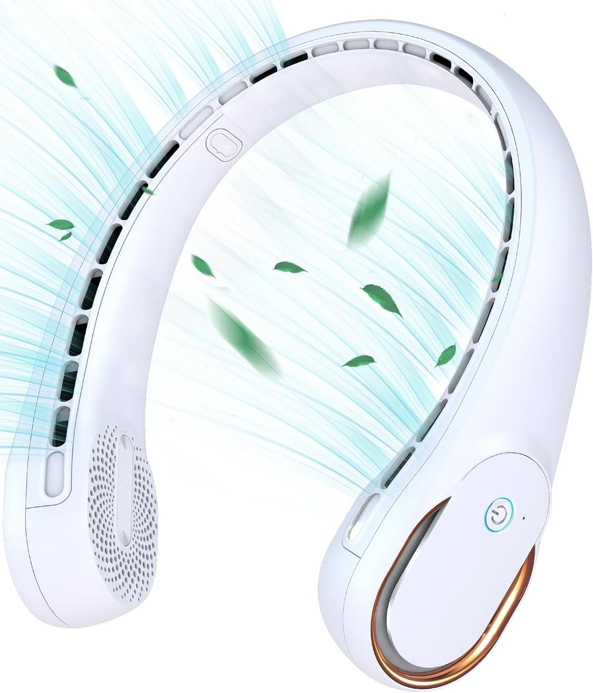 Neck Fan With LED Indicator USB-C Charging Long-Lasting Battery Hands Free Bladeless Fan With 3 Adjustable Speeds & Ultra-Quiet_voghion.com