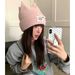 Wool Blend Cute Cat Warm Knitted Hat For Women, Autumn And Winter, Face Slimming, Ear Protection, Versatile Beanie_voghion.com