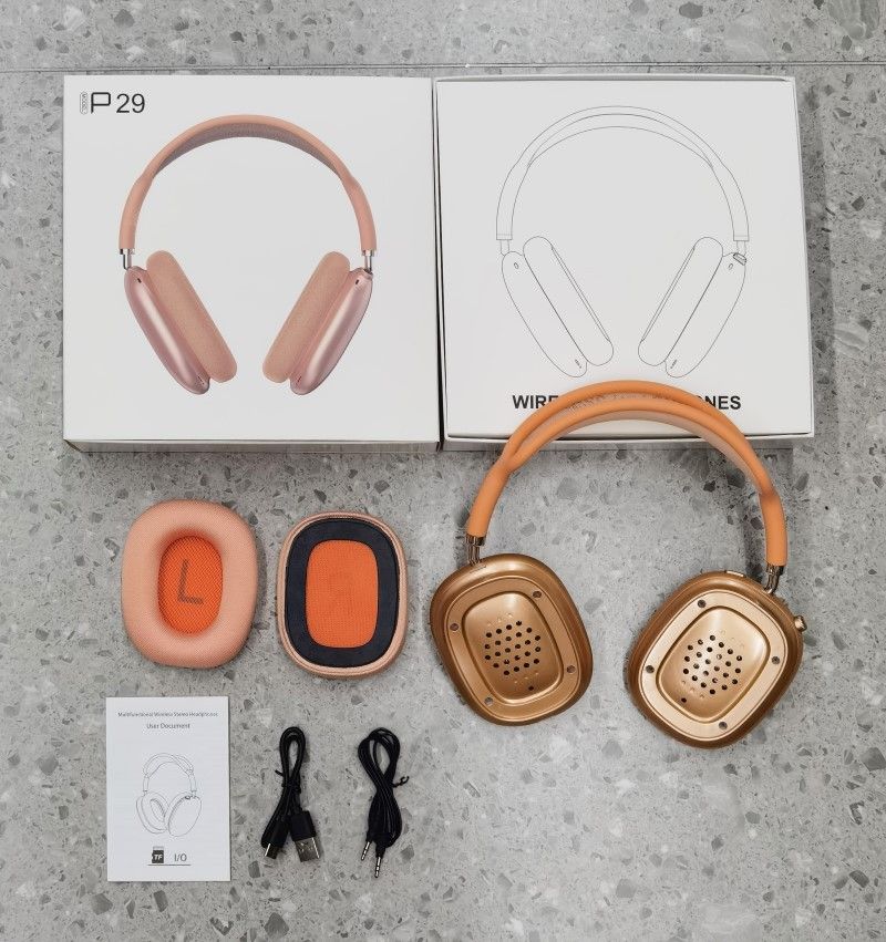 Cuffie wireless over-ear P29 con padiglioni magnetici, 50 ore di riproduzione, Bluetooth 5.4, suono stereo Hi-Fi, comandi rotanti_voghion.com