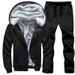 A Solid Color Men's Casual Sports Suit With Fleece, Hooded Jacket And Thick Warmth Two-Piece Set_voghion.com