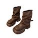 ShoeGlobe 2025 Retro Dicke Sohle Kurze Herbst Winter Neue Martin Western Style Höhersetzende Slim-Fit Denim Stiefel_voghion.com