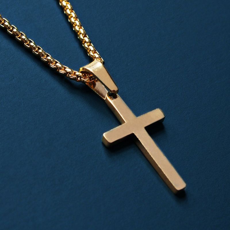 Collana con ciondolo a croce in acciaio inossidabile, personalità hip-hop, accessorio per uomo in titanio_voghion.com