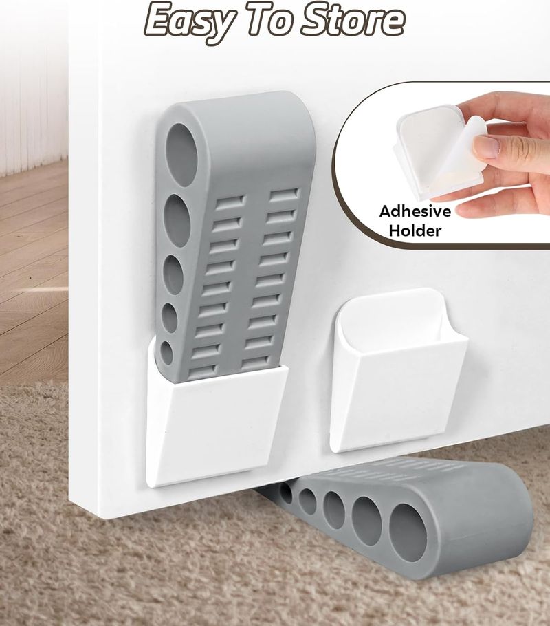 Cale-porte (lot de 3), protection murale en caoutchouc avec support, réduction du bruit sans perçage pour la maison et le bureau_voghion.com