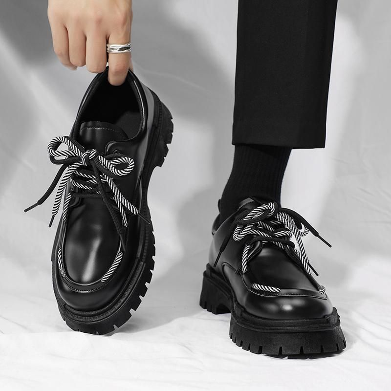 Pantofi de lucru formali pentru bărbați, cu cap mare, toamna anului 2022, stil britanic, casual, negri, din piele, stil business, la modă_voghion.com