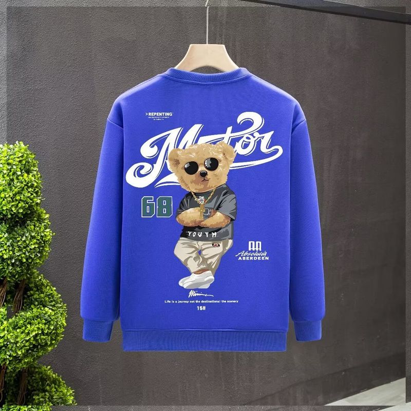 Herrenbekleidung Crewneck Sweat Herren Loose Design Sense Smiley Print Style Retro Instagram Style Modisches Markenoberteil für Frühling und Herbst_voghion.com
