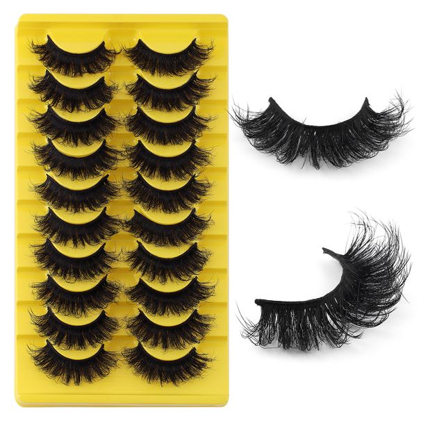Hot-Selling 10 Pairs Dense Exaggerated Fluffy False Realistic Multi-Layer Natural Long Curly Eyelashes_voghion.com