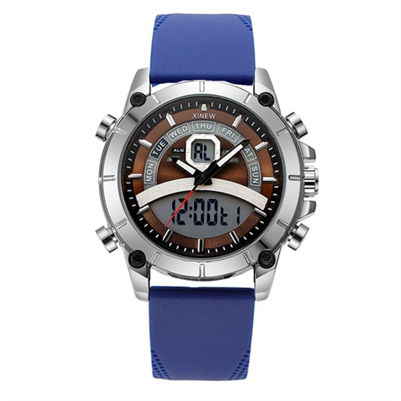 Digitale Analog-Quarzuhr für Herren mit Multifunktionsfunktionen – Stilvolles Silikonband, Datums- und Wochenanzeige, lässiges Sportdesign_voghion.com